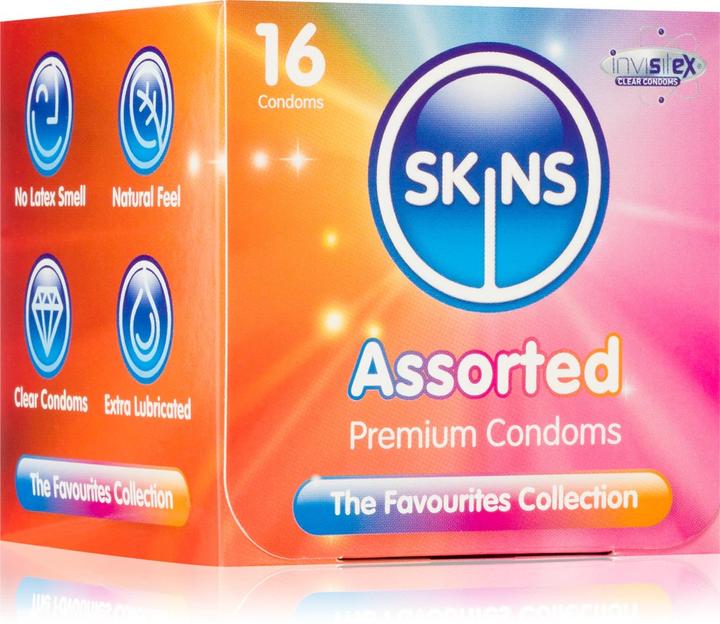 Actual product image Skins Condoms Assorted Cube 16 Pack - D&R NAT UT (16 pcs.)