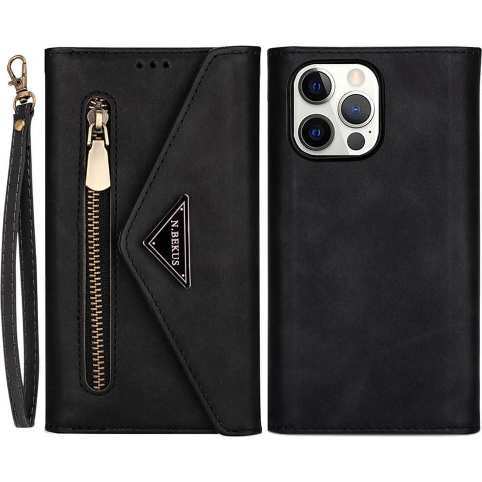 Thumbnail - Cover-Discount iPhone 14 Pro Max - Brieftaschen Hülle schwarz (Apple iPhone 14 Pro Max), Smartphone Hülle, Schwarz