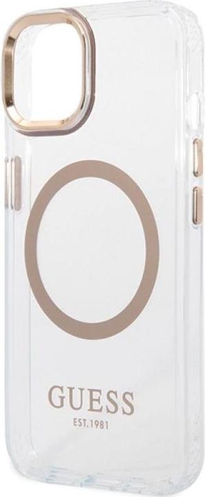 Actual product image Guess case for iPhone 15 Plus 6,7" GUHMP15MHTRMD gold HC Magsafe Metal Outline (Apple iPhone 14 Plus, Apple iPhone 15 Plus)