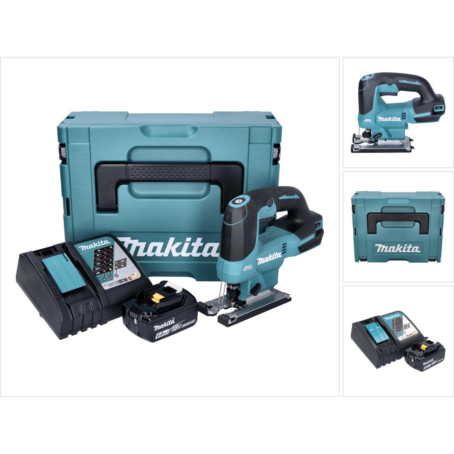 Makita, Stichsäge, DJV 184 RG1J Akku Pendelhub Stichsäge 18 V Brushless + 1x Akku 6,0 Ah + Ladegerät + Makpac