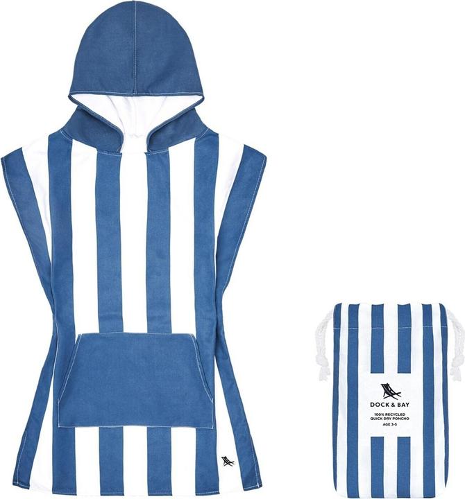 Dock & Bay Kinder-Badeponcho Whitsunday Blue 66x49cm