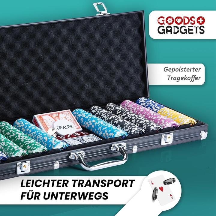 Immagine prodotto Goods + Gadgets Pokerkoffer Set mit 500 Chips
