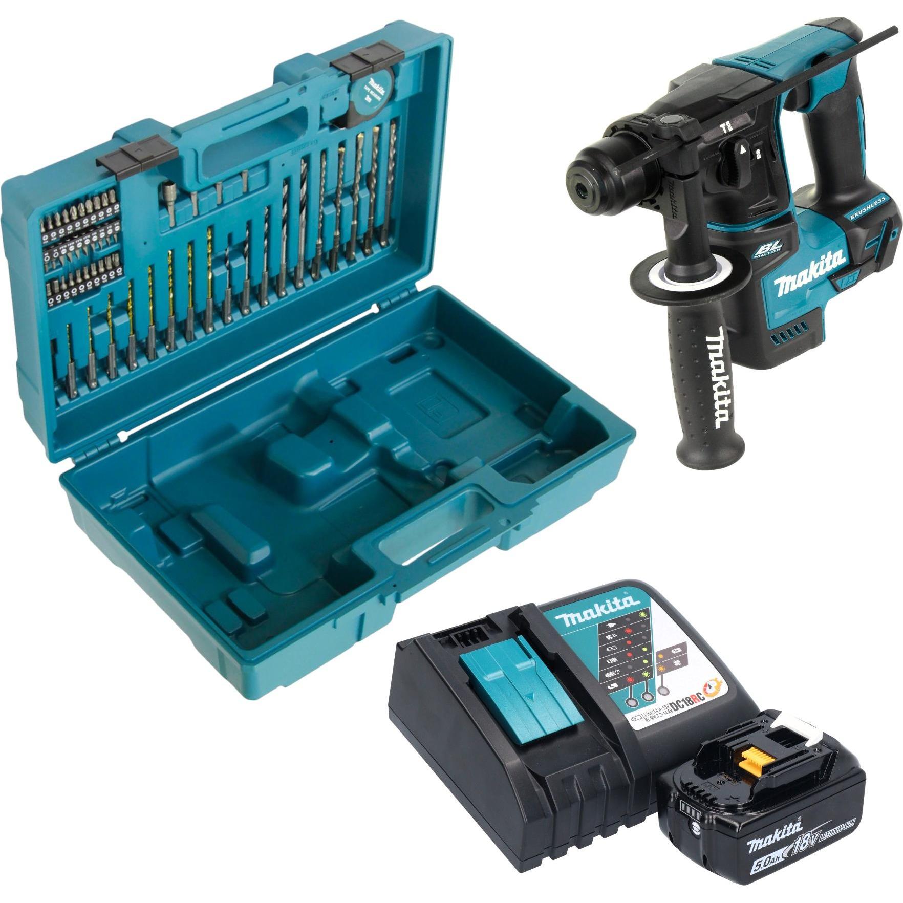 Thumbnail - Makita, Bohrmaschine + Akkuschrauber, DHR 171 RT1X3 Akku Bohrhammer 18 V 1,2 J SDS-Plus Brushless + 1x Akku 5,0 Ah + Lad...