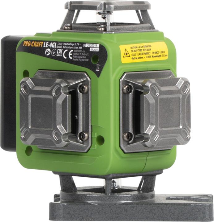 Produktbild Procraft LE-4GL Akku Linien- / Kreuzlinienlaser Set 3,7 V 40 m grün selbstnivellierend inkl. Akkus