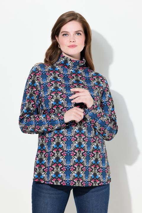 Actual product image Ulla Popken Floral Damask Print Long Sleeve Turtleneck Tee (50, 52)