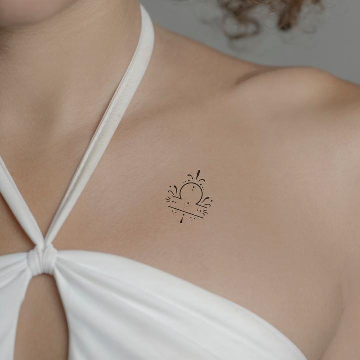 Actual product image minink Temporäres Tattoo: Sternzeichen Waage in kalligrafischer Schrift