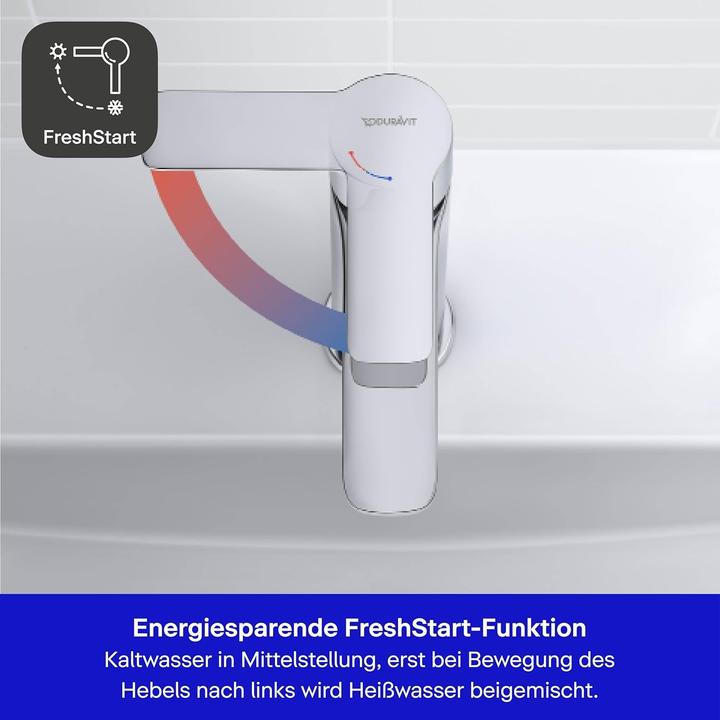 Immagine prodotto Duravit Miscelatore monocomando per lavabo D-Code M FreshStart e Minusflow, con scarico a ribalta