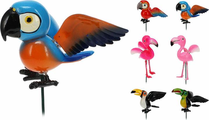 Produktbild ProGarden Dekorative Gartenfigur Metall Vogel 12,5 x 14 x 67 cm Blumentopf
