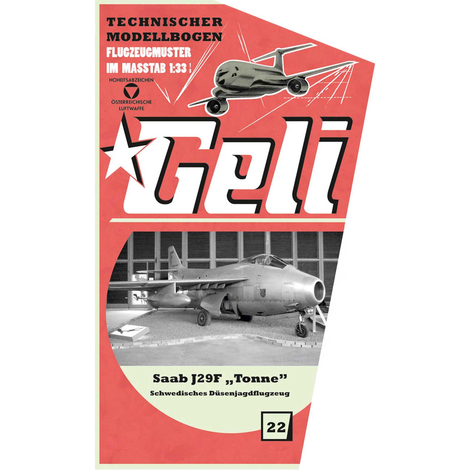 Geli saab j29f tonne kartonmodell
