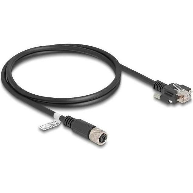 Thumbnail - Delock M12 Kabel X-kodiert 8 Pin Buchse zu RJ45 Stecker mit (F/UTP, CAT5e, 1 m), Netzwerkkabel