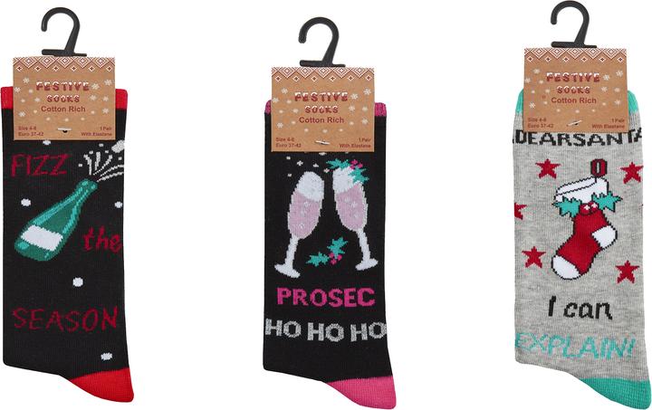 Actual product image Universal Textiles Christmas Design Socks(3Pack) (pack of 3, 30, 42)