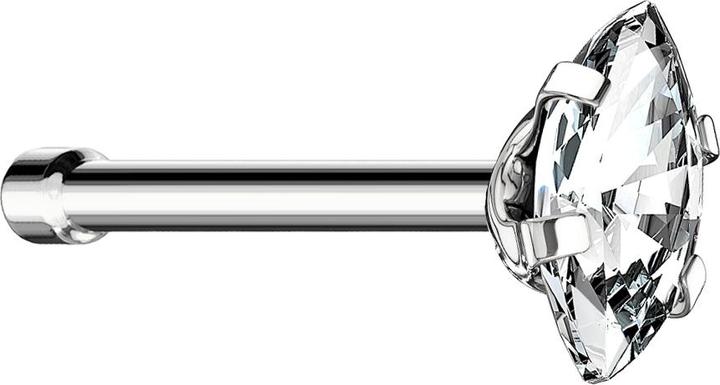Immagine prodotto Star Piercing Nasenstecker gerade silber Oval Kristall silber gefasst (senza ottone, Acciaio chirurgico 316L)