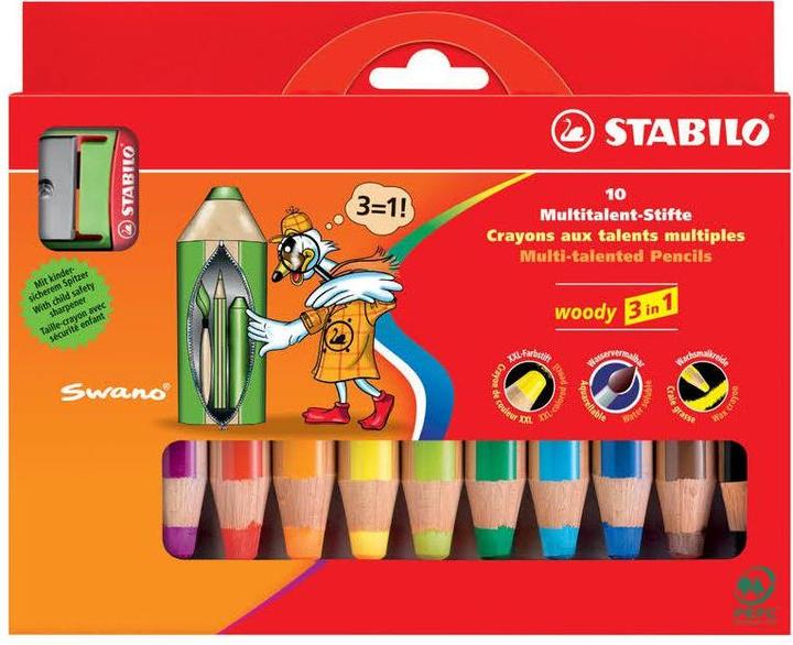 Produktbild STABILO woody 3 in 1 Buntstift mit Spitzer (Mehrfarbig, 10 x)