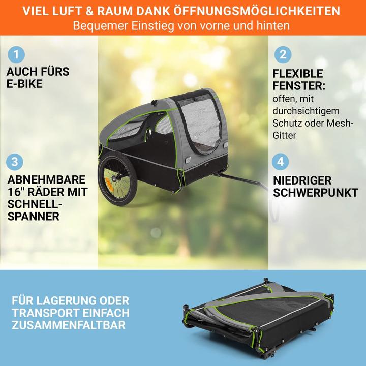 Actual product image Klarfit Dog Trailer, Husky Green