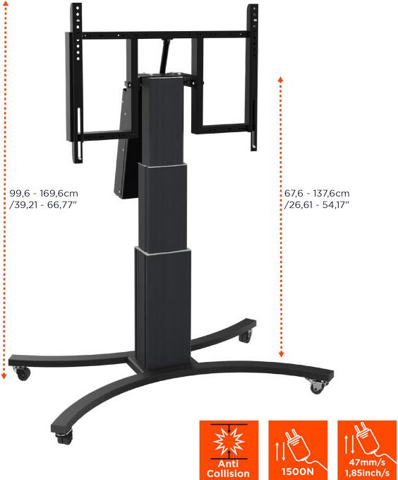 Produktbild Celexon Expert elektrisch höhenverstellbarer Display-Rollwagen Adjust-V4275B mit Kippfunktion - 70cm (136 kg)