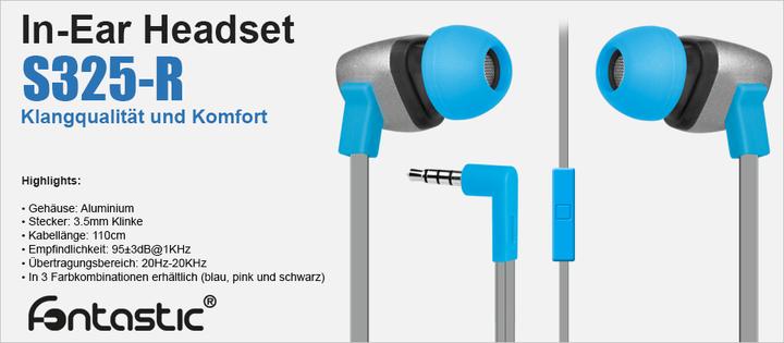 fontastic In-Ear Stereo-Headset S325-R blau, 3,5mm ALU Gehäuse (Kabellos)