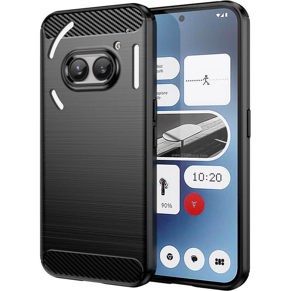 Cover-Discount Nothing Phone (2a) - Metall Carbon Look Hülle (Nothing Phone (2a)), Smartphone Hülle, Schwarz
