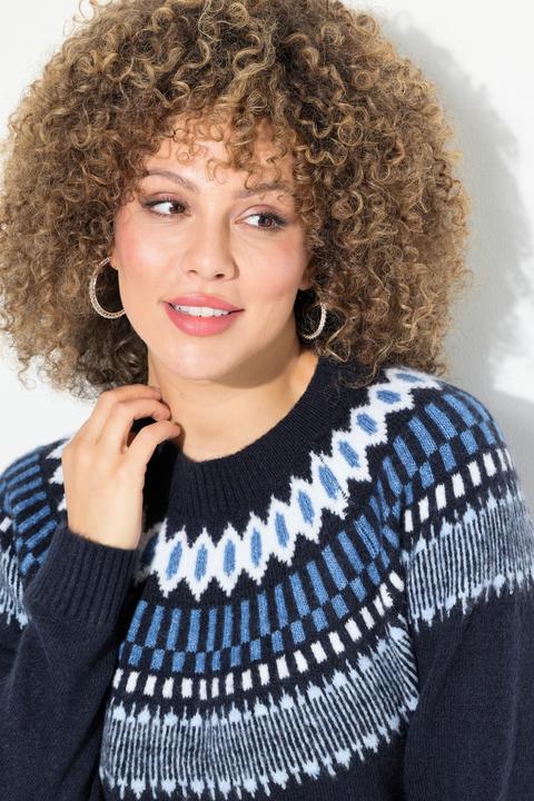 Produktbild Ulla Popken Norweger-Pullover, Rundhals, Langarm, weicher Feinstrick (54)