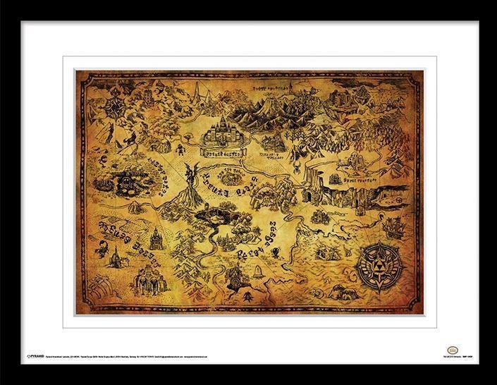 The Legend of Zelda Hyrule Map Framed Art Print (30 x 40 cm)