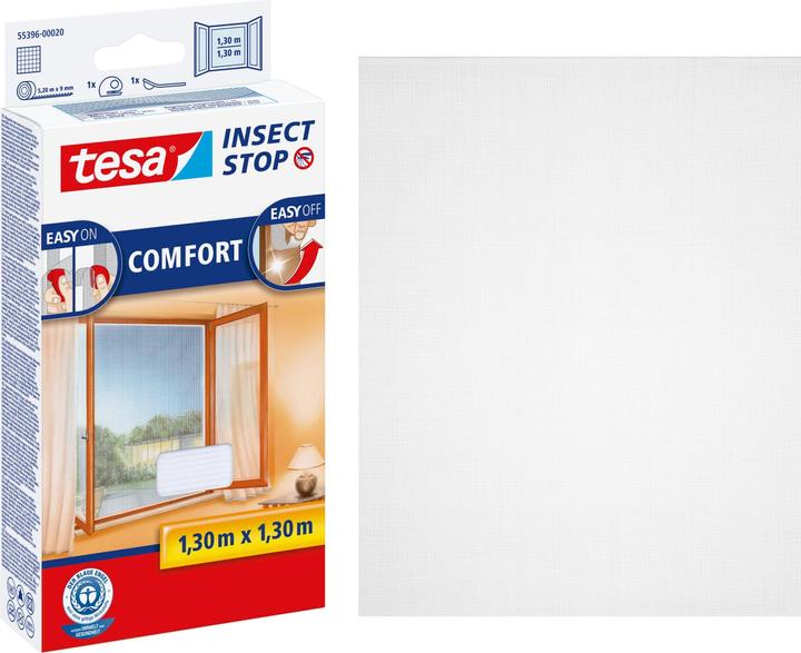 Produktbild tesa Insektenschutz COMFORT für Fenster, mit Klettband, selbstklebend, ohne Bohren (130 x 130 cm)