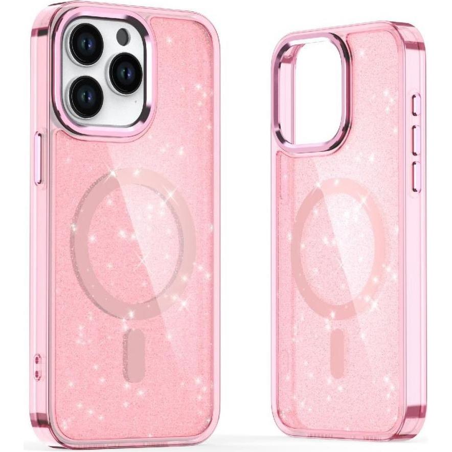 Hurtel Glitter Case MagSafe for iPhone 16 Plus - pink with glitter (Apple iPhone 16 Plus), Smartphone Hülle, Pink