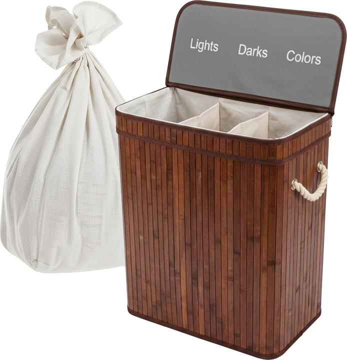 Actual product image Relaxdays Bamboo laundry bin (105 l)