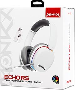 Actual product image Marvo MONKA ECHO RS Kophörer mit Mikrofon, weiss, unterbeleuchtet, Tri-mode (Cable, Wireless)
