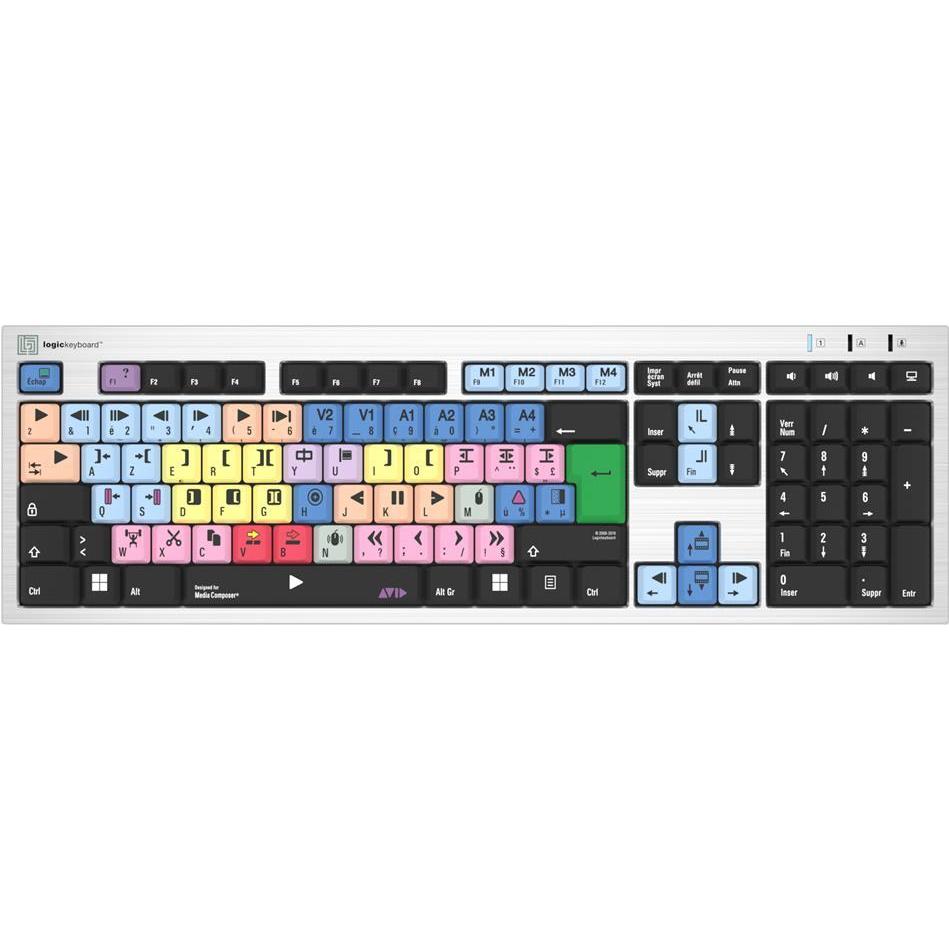 Logickeyboard Avid Media Composer fr. PC/Slim (Francese, Cablato), Tastiera, Argento