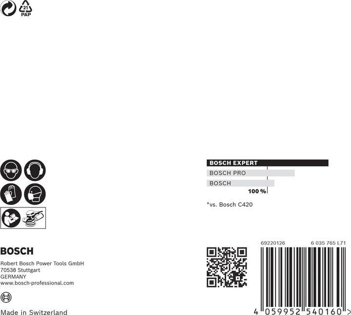 Image du produit Bosch Professional Zubehör EXPERT M480 Filet de ponçage pour ponceuse excentrique, 125 mm, G 320, 5 pièces (P320)