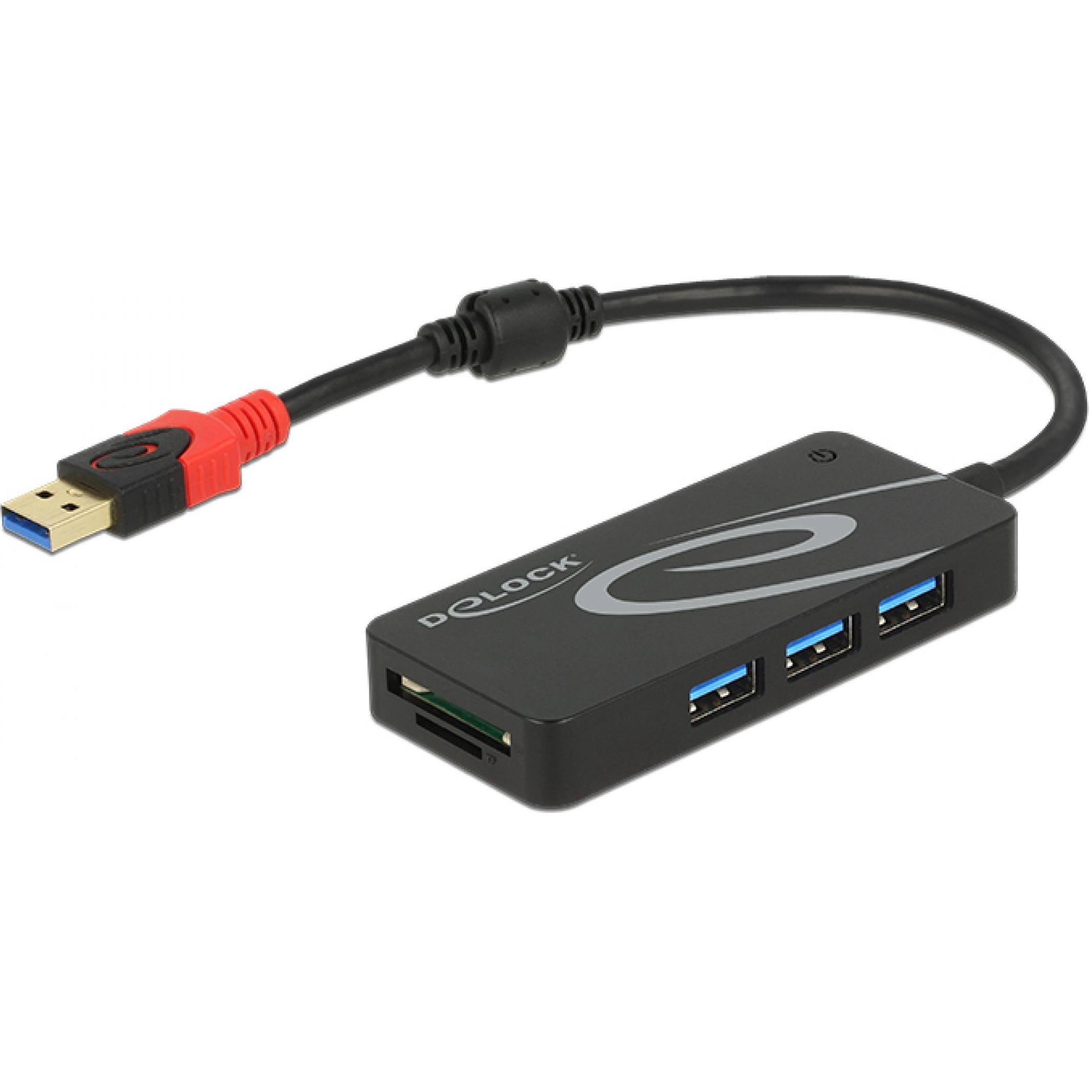 Delock USB 3.1 Hub Gen 1 Hub USB Typ-A (USB-A, 3 Ports), Dockingstation + USB Hub, Schwarz