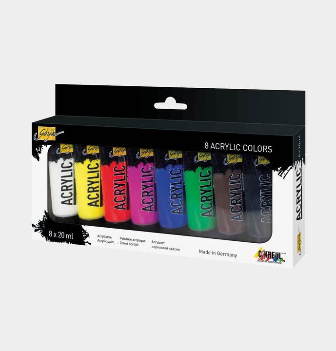 Actual product image Kreul Acrylic tubes (White, Lemon, Magenta, Ultramarine blue, Dark brown, vermilion, Permanent green, Black, 160 ml)