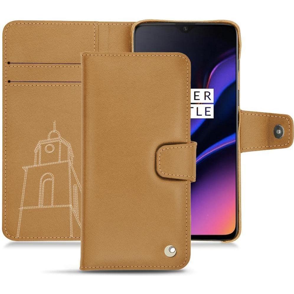 Noreve Lederschutzhülle Wallet (OnePlus 6T), Smartphone Hülle, Braun