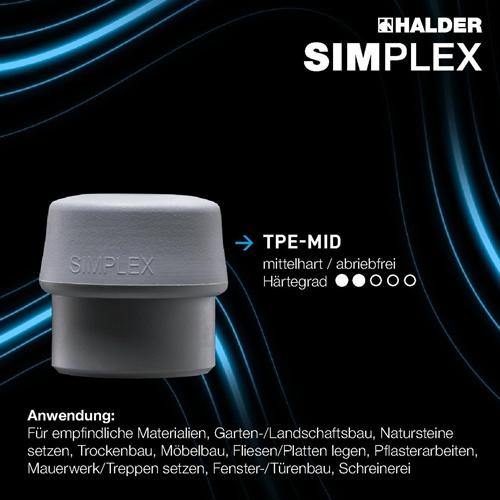 Actual product image Halder Soft faced hammer head SIMPLEX head-Ø 30 mm TPE-mid grey medium hard