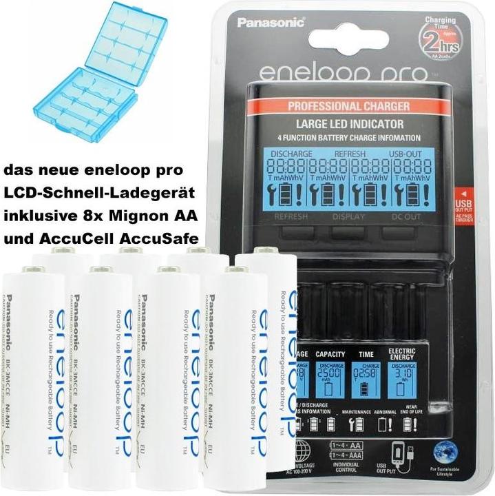 Actual product image Panasonic Charger Eneloop BQ-CC65 incl., 8 eneloop AA Mignon and AccuCell AkkuBox Blue (8 pcs., AA, Battery + charger)