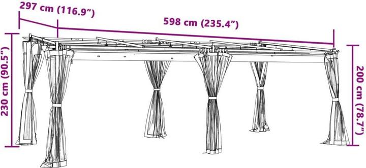 Produktbild vidaXL Pavillon (598 cm, 297 cm)