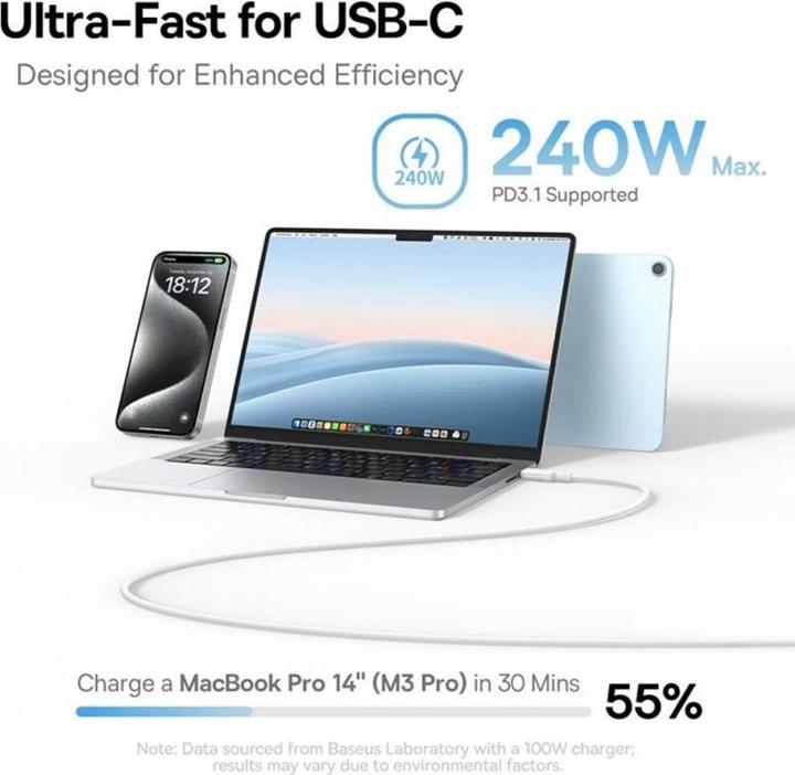 Produktbild Baseus PicoGo magnetisch Ladekabel USB-C 240W 1m, blau (1 m, 240 W)