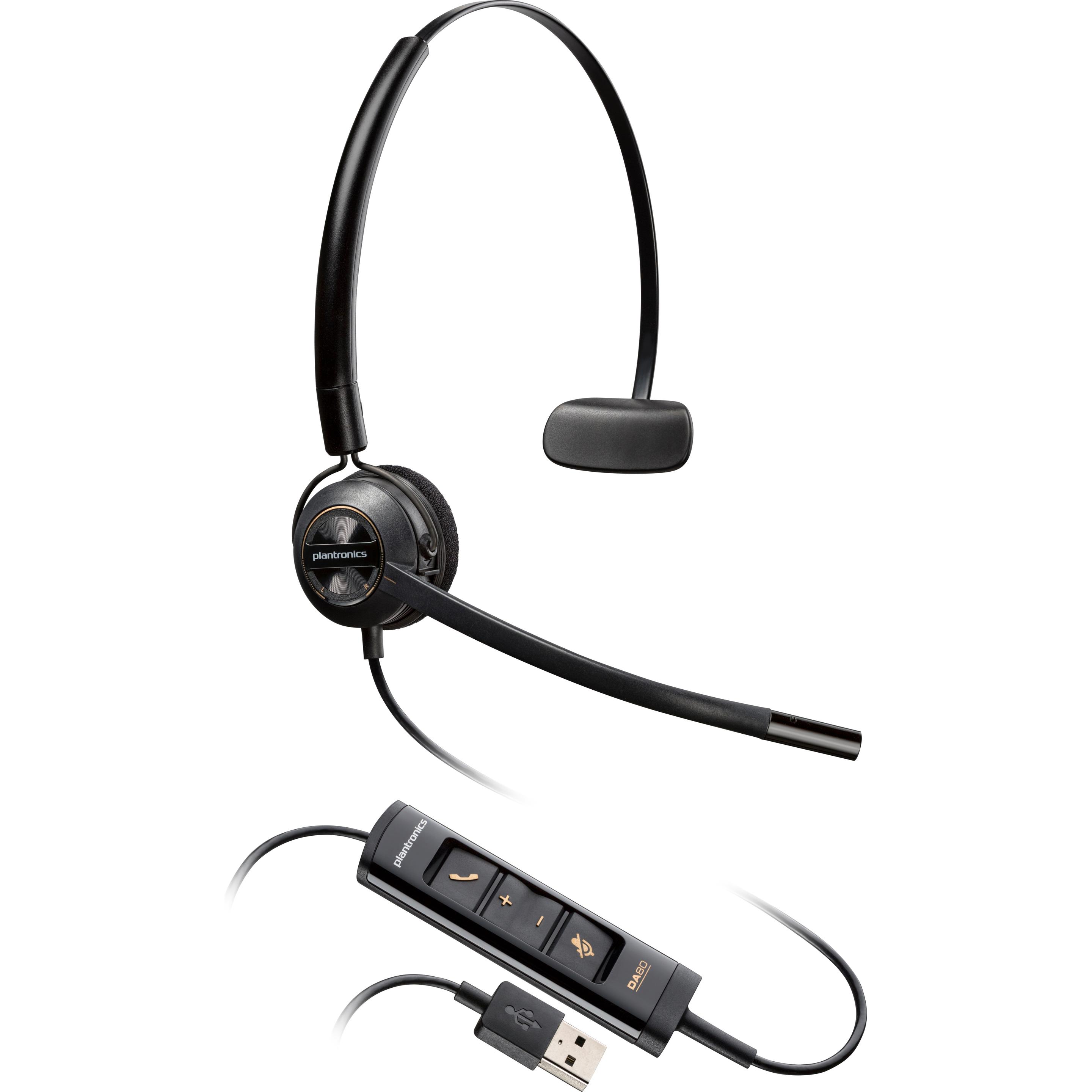 Poly HP EncorePro 545 USB-A Konvertierer-Headset, Kabelgebunden, Anrufe/Musik, 55 g, Kopfhörer, Schw (Kabelgebunden, USB...