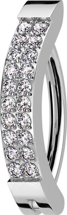 Immagine prodotto Star Piercing Banane klappbar silber Schild zwei Reihen Kristalle silber (senza ottone, Titanio)