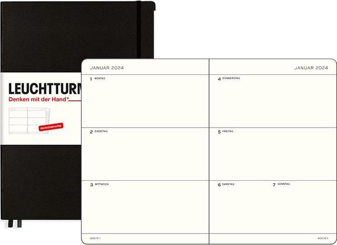 Image du produit Agenda semainier moyen A5 noir 2025 (A5, 1 semaine / 2 pages)