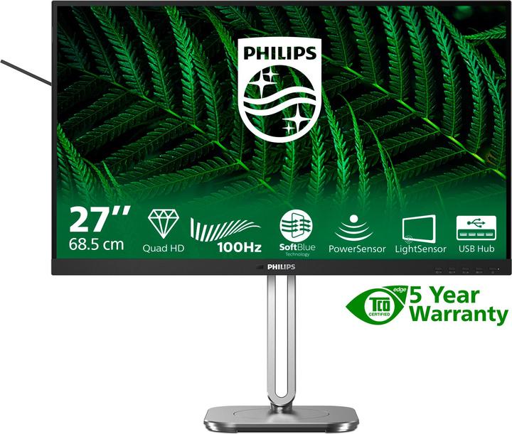 Produktbild Philips 27B2G5500/00 Monitor 68,58cm 27Zoll QHD LED 16:9 IPS 75Hz 2xHDMI 1.4 DP 1.2 (2560 x 1440 Pixel, 27")