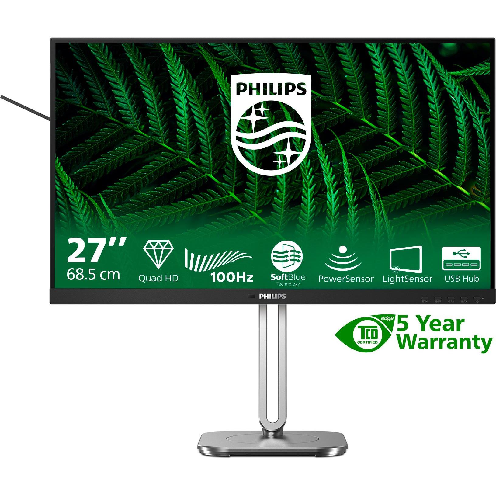 Philips 27B2G5500/00 Monitor 68,58cm 27Zoll QHD LED 16:9 IPS 75Hz 2xHDMI 1.4 DP 1.2 (2560 x 1440 Pix