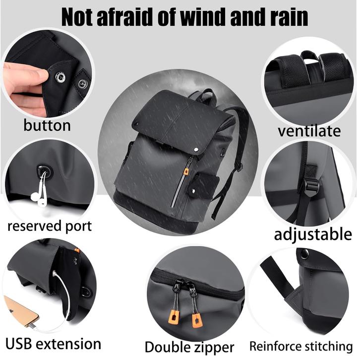 Immagine prodotto Only-Bags.Store Borsa da uomo in pelle PU, zaino da viaggio di grande capacità e di tendenza, zaino cargo casual
