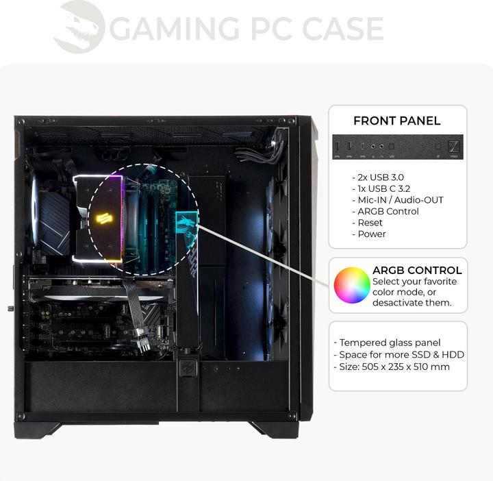 Actual product image Sedatech Ultimate Gaming PC - UCCQ830I1I1HF (2000 GB, 32 GB, AMD Ryzen 5 7500F, Radeon RX 9070 XT)