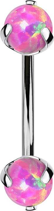 Actual product image Star Piercing Micro Banane silber Innengewinde mit zwei Kugeln Opal pink gefasst (without brass, Titanium)