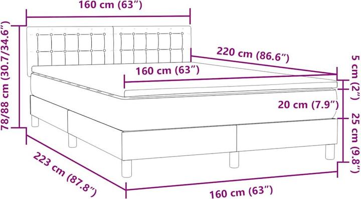 Produktbild vidaXL Boxspringbett (160 x 220 cm)