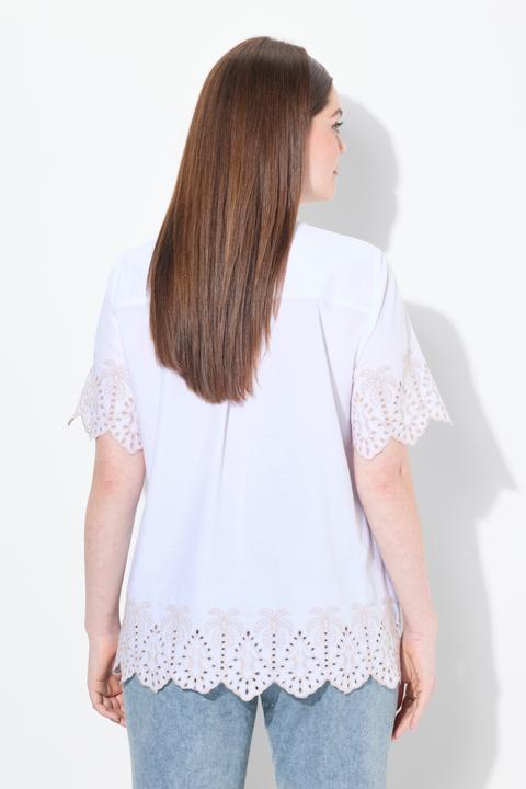Immagine prodotto Ulla Popken Maglia in cotone biologico con palme, collo da camicia e mezze maniche (58)
