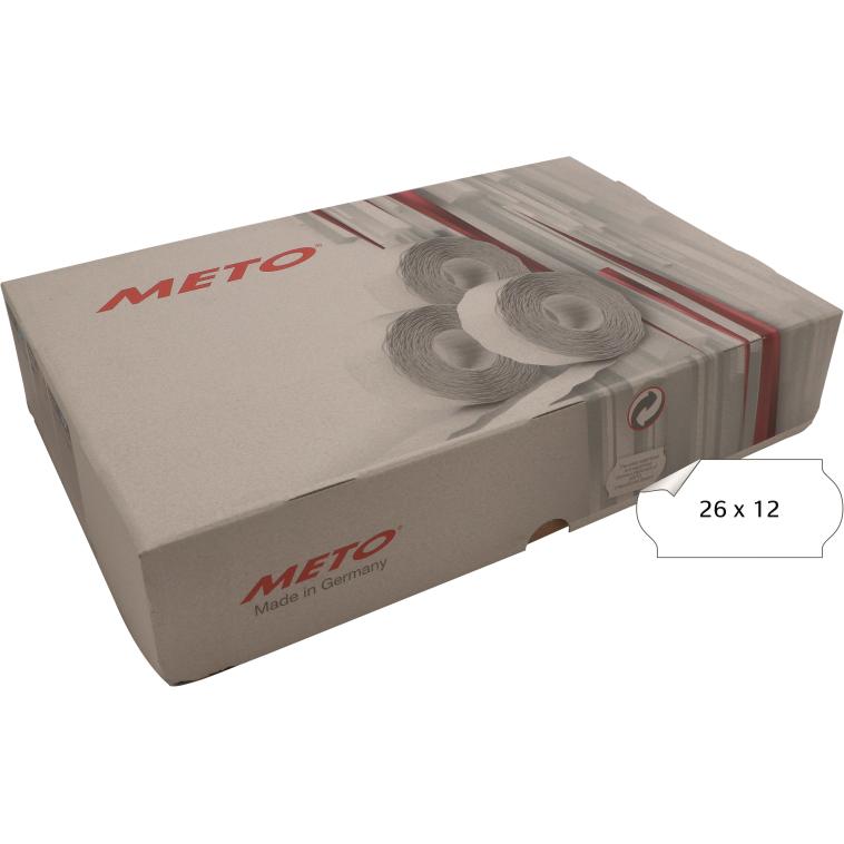 METO, Etiketten, etiket aftag 26x12 hvid (36rl/1500)