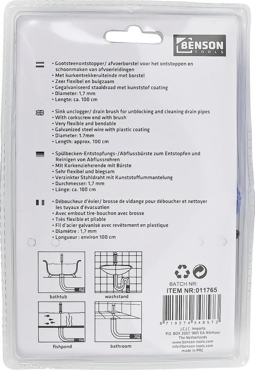 Actual product image Benson Sink unclogger