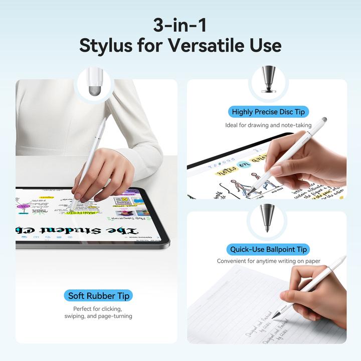 Actual product image Joyroom JR-BP561 3-in-1 Magnetic Stylus Pen - White