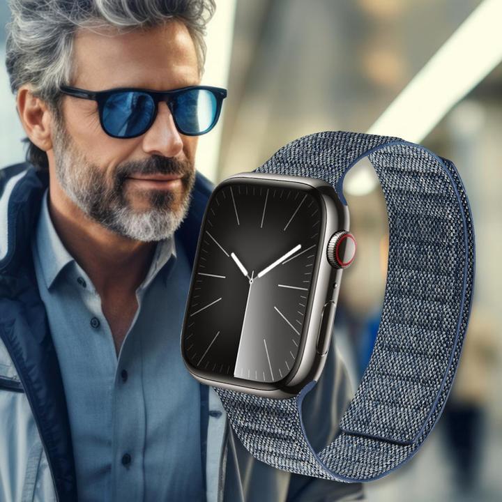 Actual product image Crong Melange - Magnetarmband für Apple Watch 42/44/45/49 mm (blau meliert) (42 mm, 44 mm, 45 mm, 49 mm, Nylon)
